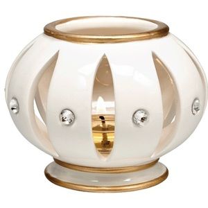 PartyLite Opulent Ceramic Tea Light Candle Holder w/ 3 Tea Lights